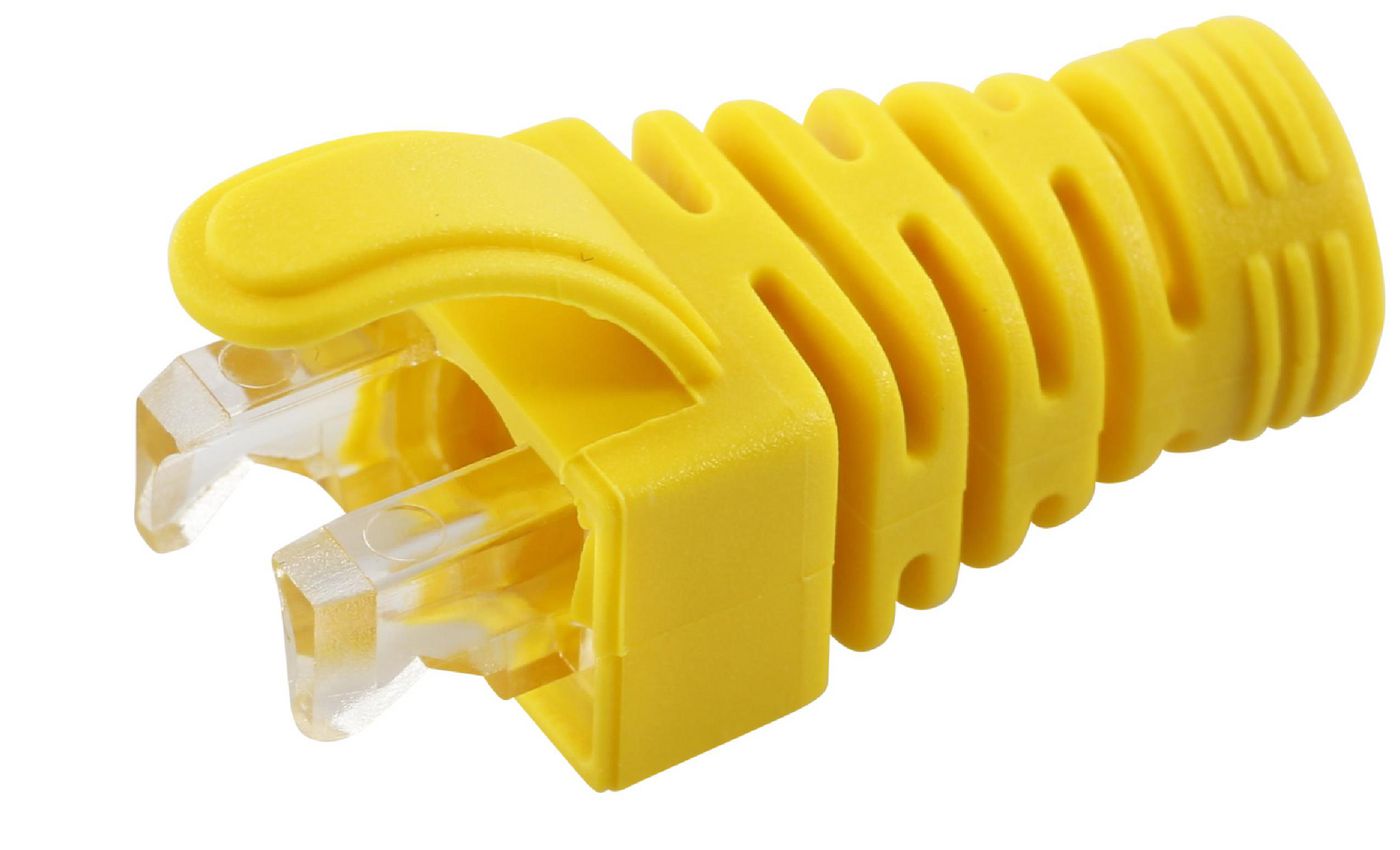 Microconnect Zugentlastungsboot Cat5e – Gelb, 100 Stück, für Cat6, Cat6A (bis 6,5 mm)