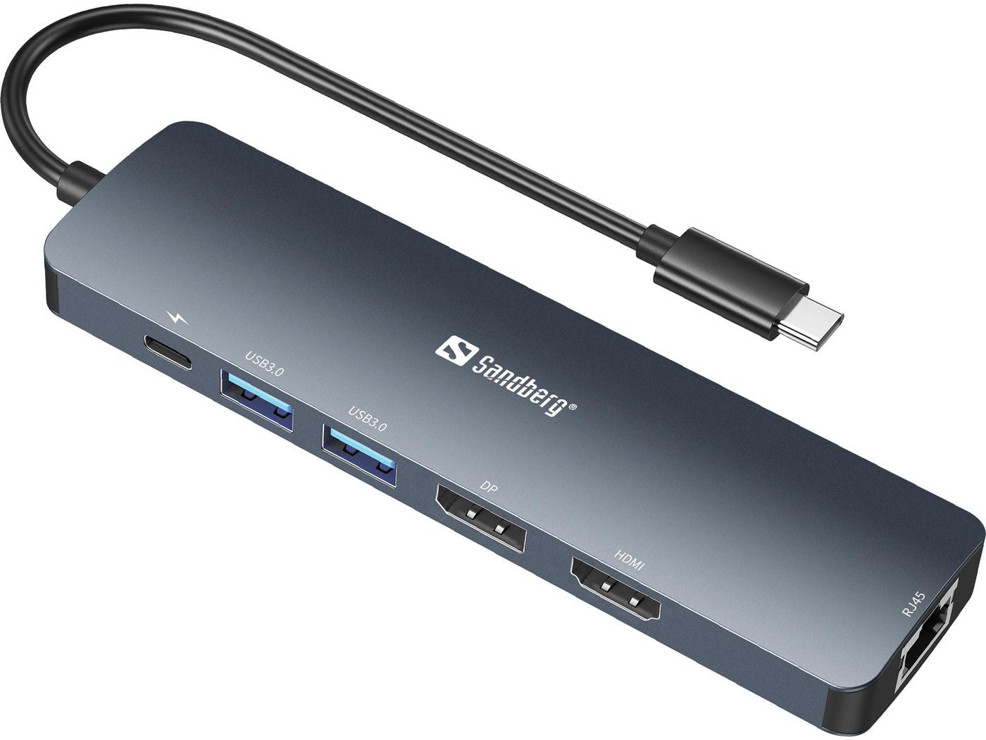 Sandberg 136-43 Dockingstation – USB-C, 1× DP, 2× HDMI, 2× USB-A, 1× USB-C, 100 W PD, Fast Ethernet