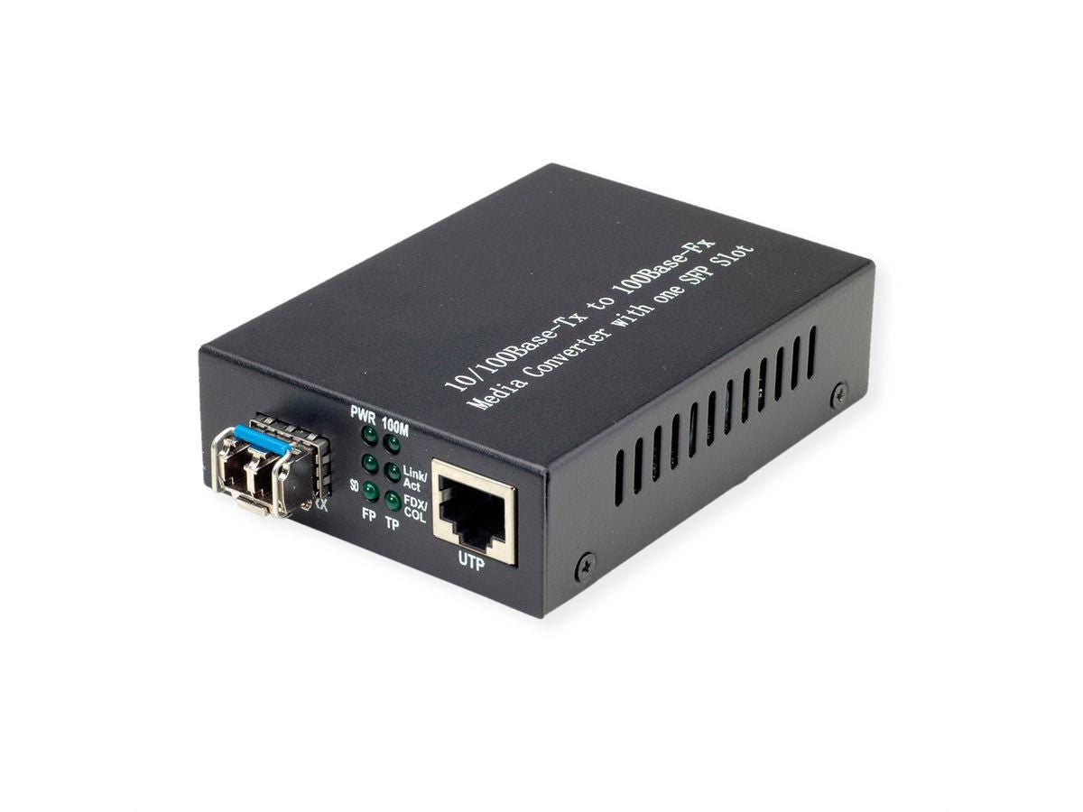 VALUE Medienkonverter – RJ-45 zu LC, 100 Mbit/s, Multimode, bis 500 m, 1× RJ-45/1× LC – Schwarz