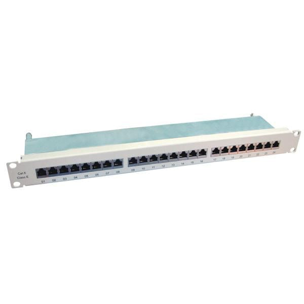 VALUE Patchpanel Cat.6 (Klasse E) – geschirmt, 24× RJ-45, 19", 1U, Grau