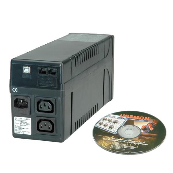 VALUE UPS 800 USV 800 VA/480 W Line-Interaktiv, USB – Tower – C13×2, Eingang IEC C14