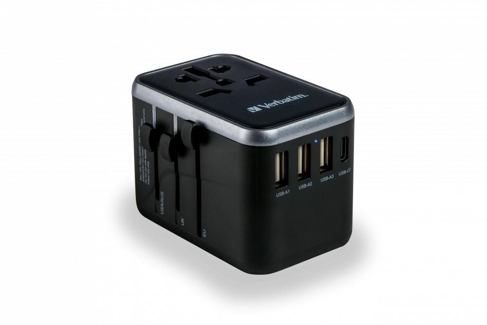 Verbatim UTA-04 Reiseadapter USB-Ladegerät 61 W – USB-C×2, USB-A×3 – PD, QC