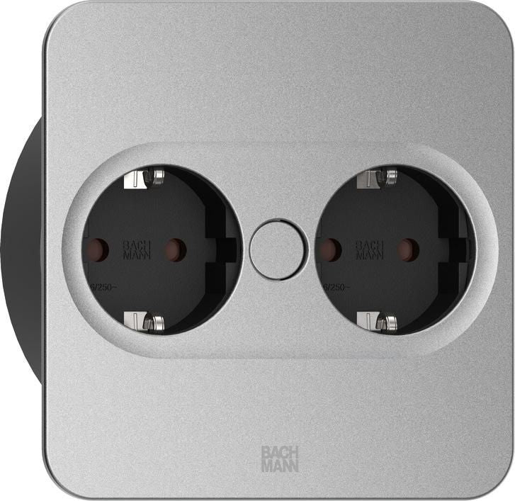 Bachmann Einbausteckdosenleiste, 2×Schuko (Typ F), IP20, Einbau, 115×115×42,5 mm – Edelstahl