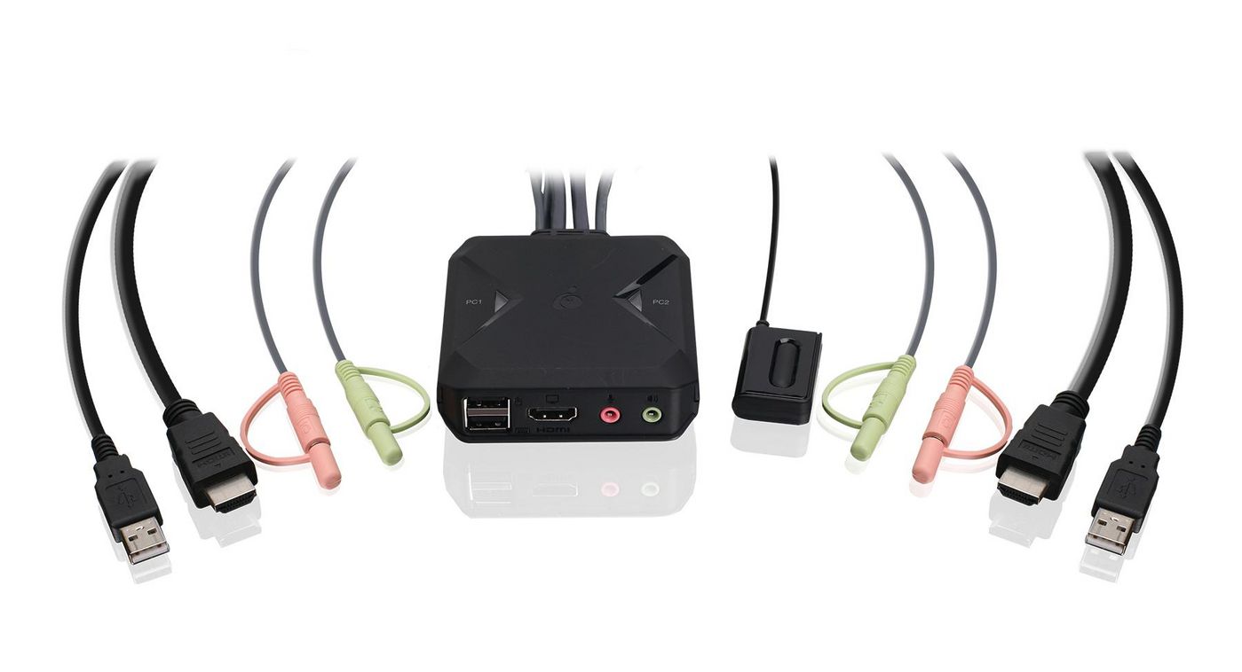 IOGEAR – 2-Port HDMI KVM-Switch – 4K/60 Hz, USB 2.0-Hub, Audio