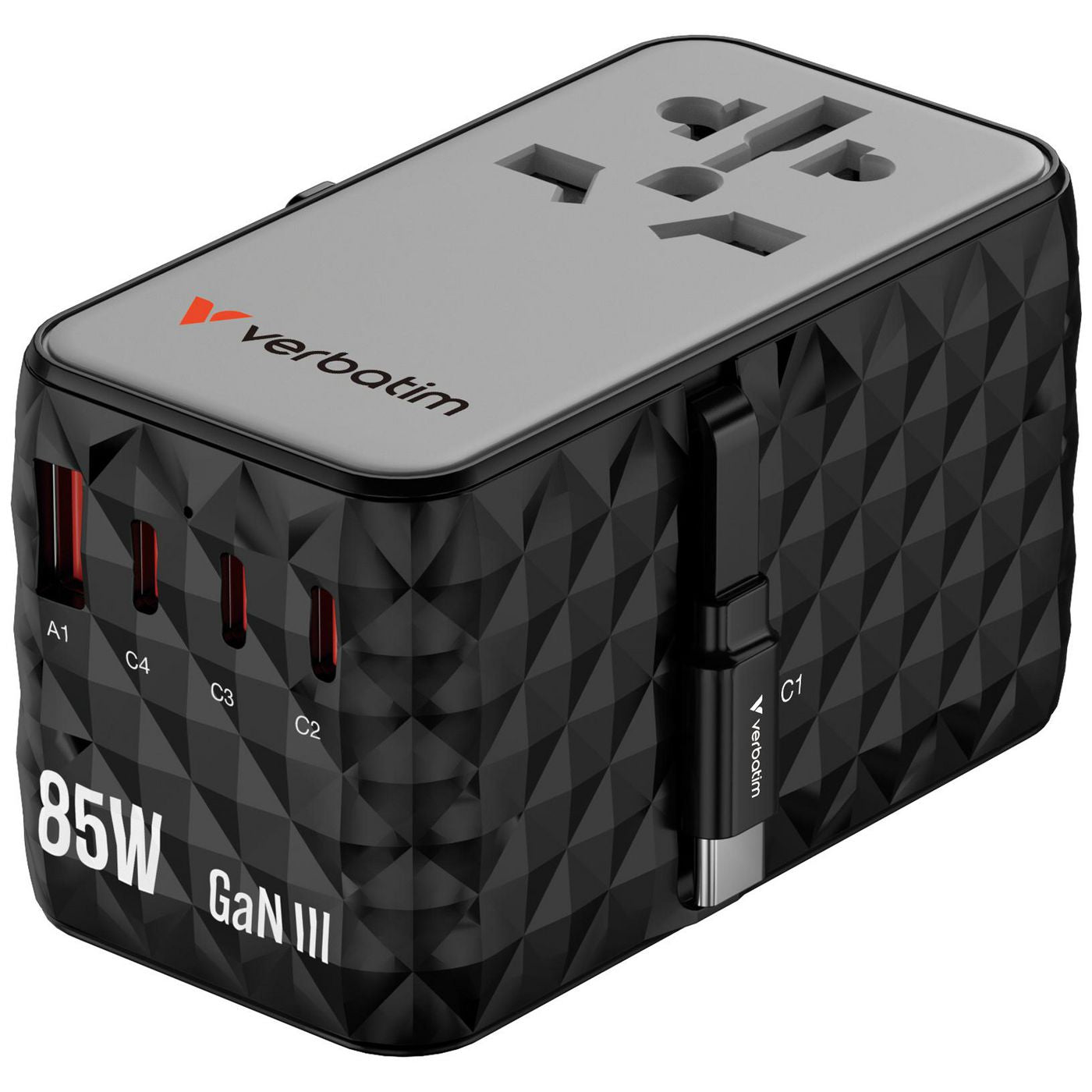 Verbatim Charge 'n' Travel Diamond Ladegerät – 85 W, mit einziehbarem Kabel