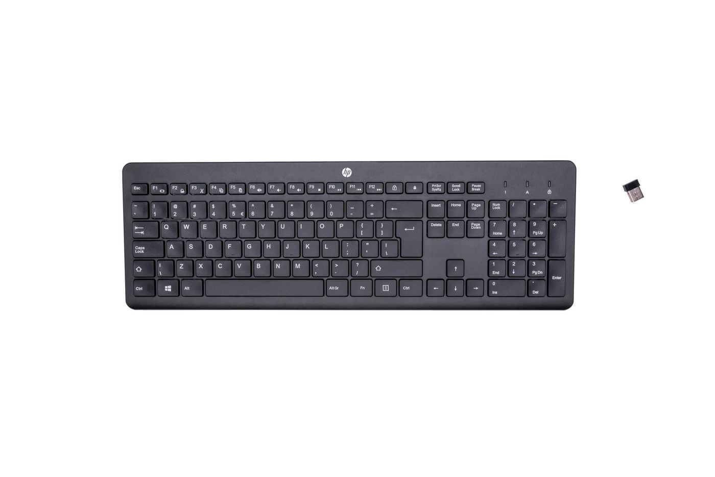HP 230 – Tastatur – Membran – 2,4 GHz USB-A (Empfänger) – Schwarz