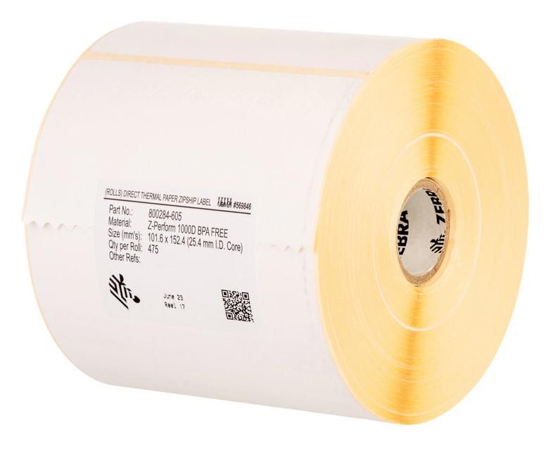 Zebra Gestanzte Etiketten Z-Perform 1000T, 105 mm × 148 mm, weiss, Papier, selbstklebend, 4 Rollen