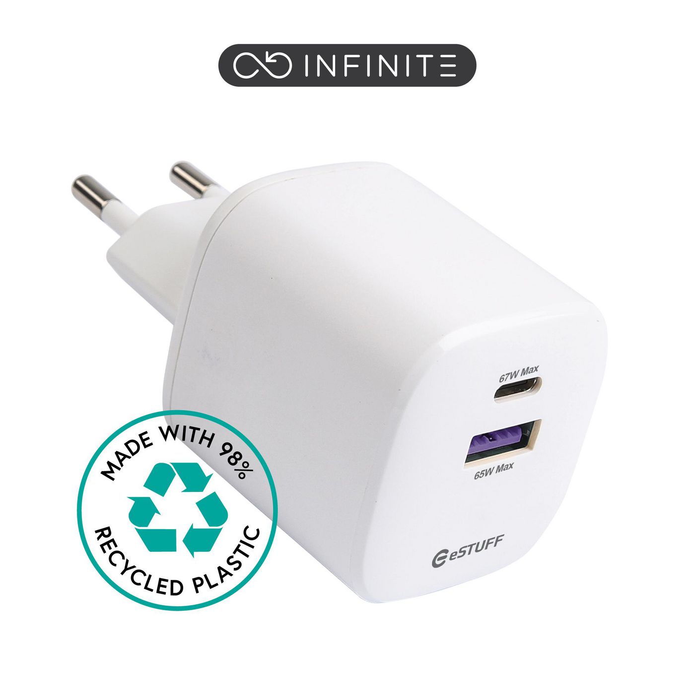 eSTUFF INFINITE (GRS) – USB-C & USB-A, Weiss
