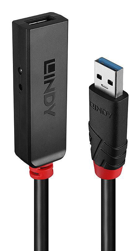Lindy USB-C Verlängerungskabel (Stecker auf Buchse) – USB 3.2 Gen 1 (5 Gbit/s) – 8 m – Aktiv, LED – Schwarz