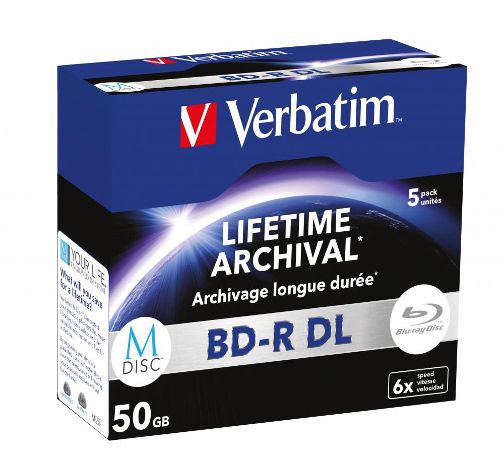Verbatim BD-R DL 50 GB – 6×, bedruckbar, 5er Pack
