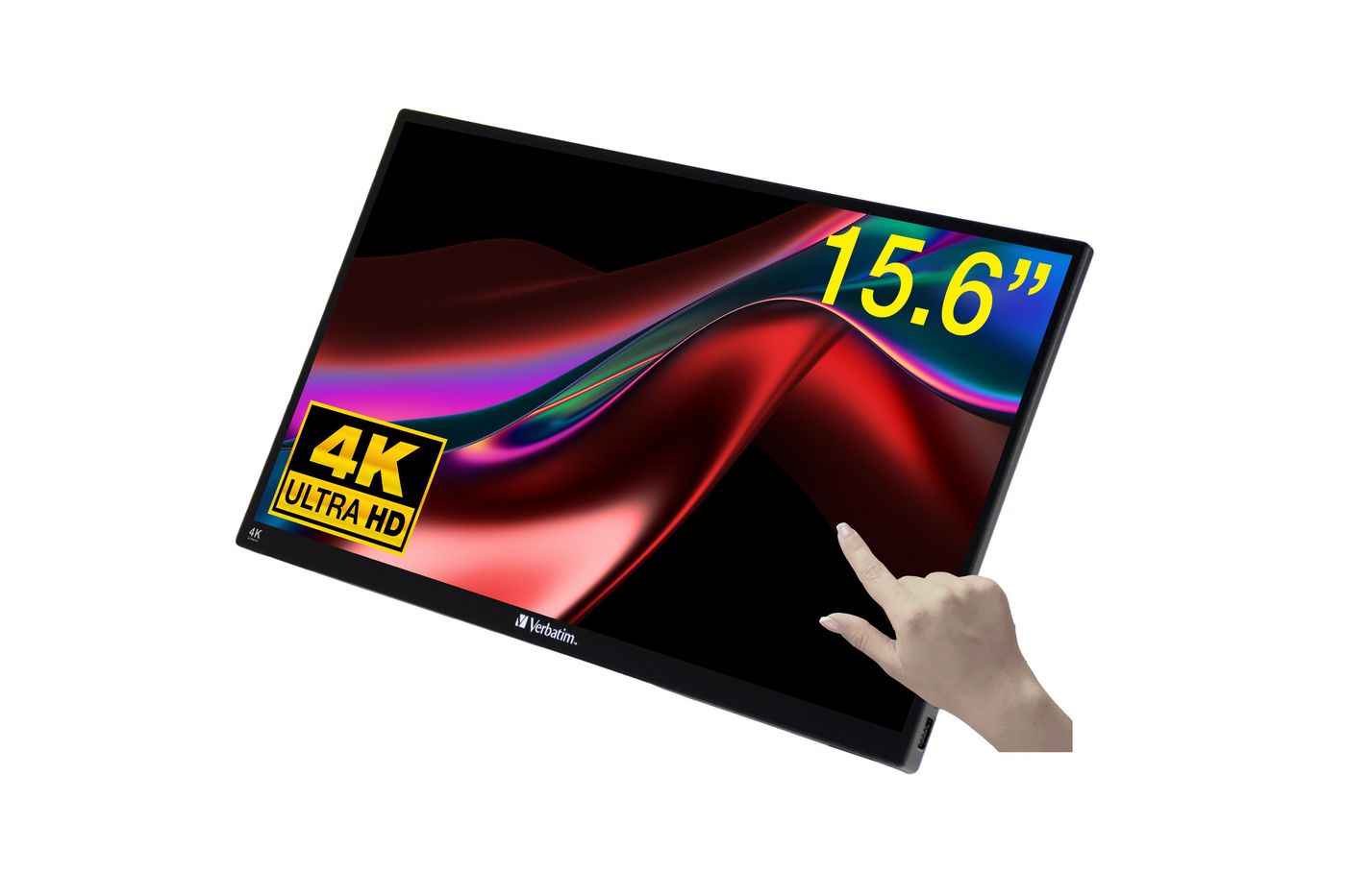Verbatim Portabler Monitor, 15,6", IPS, Touch, 60 Hz, 350 cd/m², USB-Hub, FreeSync, Schwarz