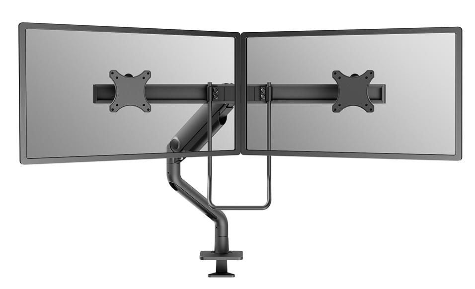 Neomounts DS75S-950BL2 – Tischhalterung, 2 Monitore, bis 27", VESA 75 × 75 mm, 8 kg, neigbar, schwarz