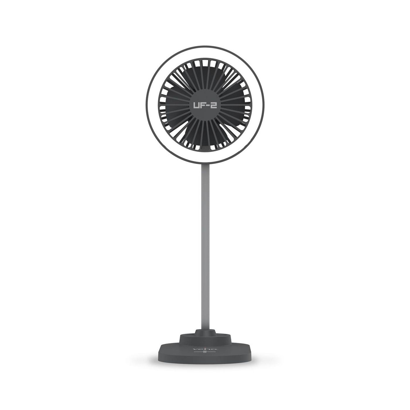 Veho UF-2 3-in-1 Desktop-Ladegerät 15 W – Qi-Ladepad, LED-Lampe, USB-Ventilator – schwarz
