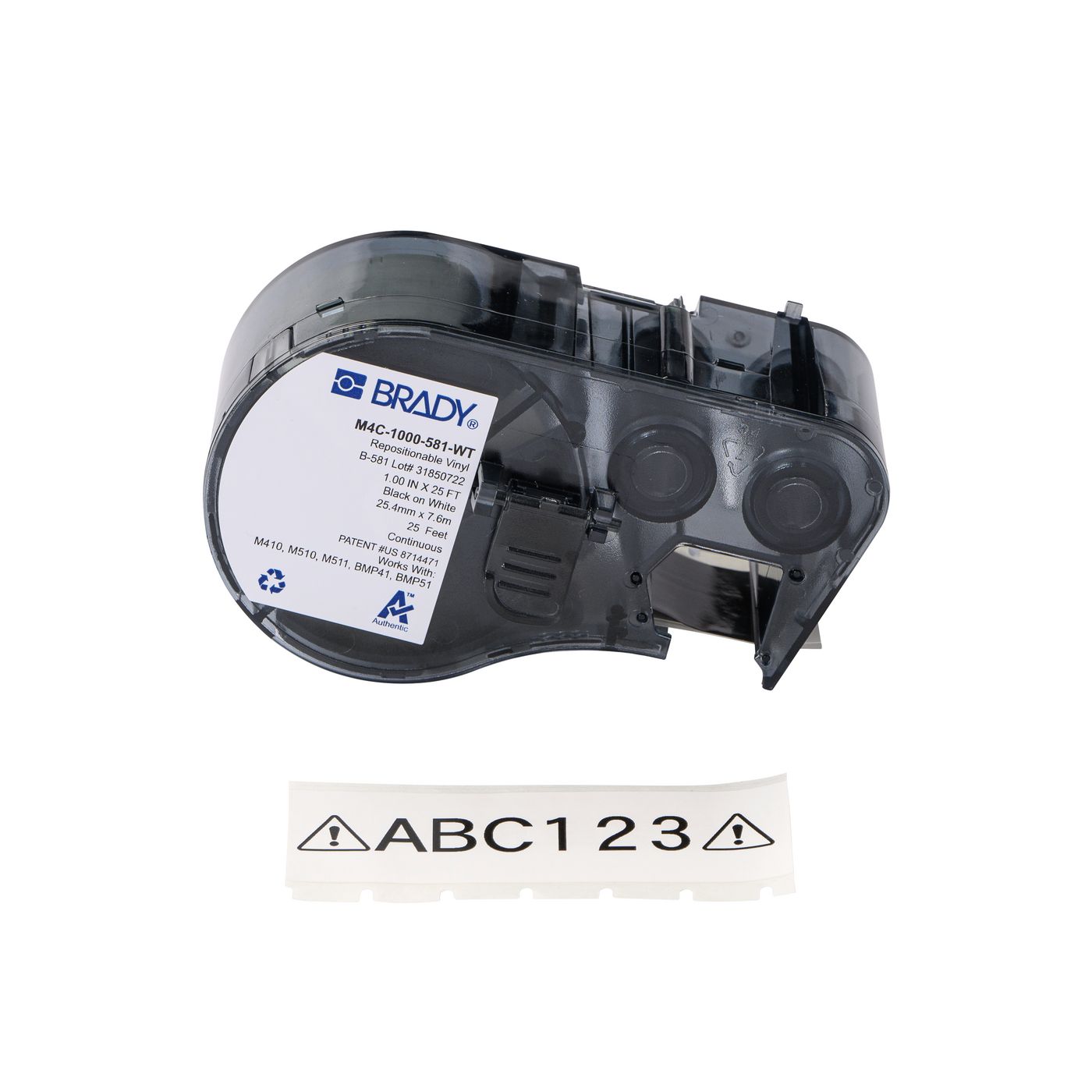 Brady M4C-1000-581-WT Vinyl-Industrieband – weiss – 25 mm – für Brady M410/M510/M511