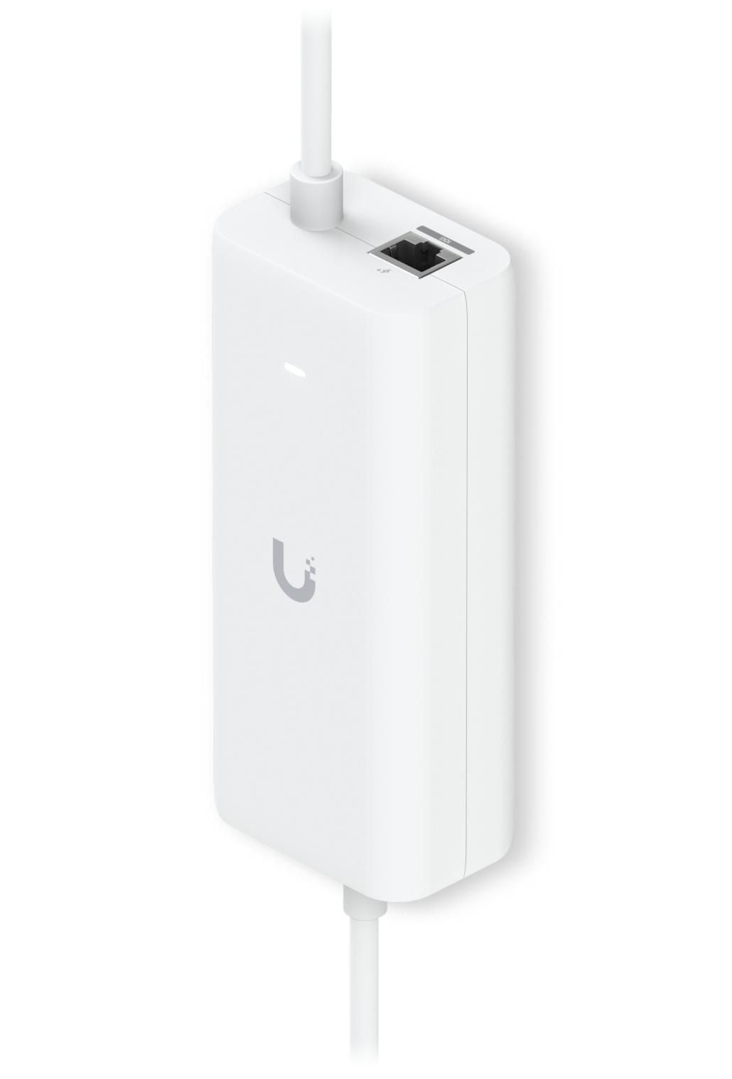 Ubiquiti PoE-Injektor 30 W – 10 Gigabit Ethernet, RJ-45×1, USB-C×1 – 48 V PoE – Wandmontage – Weiss