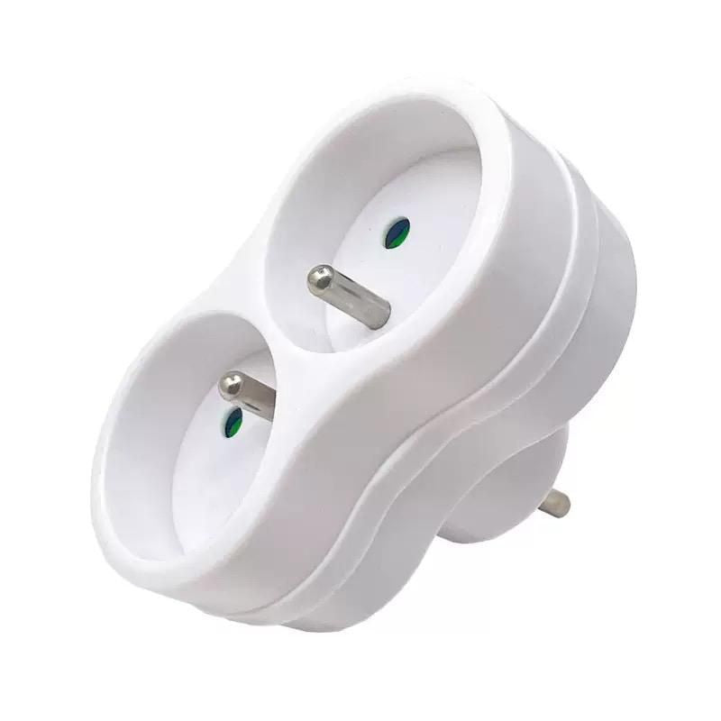 Microconnect MC-PLUGEU1+2FRW Reiseadapter EU-Stecker zu 2× Typ E – für Frankreich, Weiss