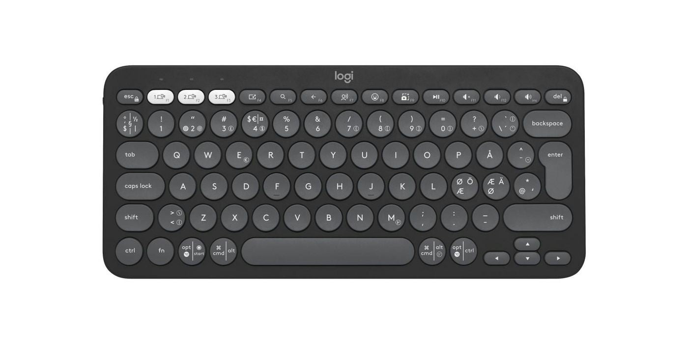 Logitech Pebble Keys 2 K380s – Mini Tastatur – Schere – Bluetooth & 2,4 GHz – QWERTY (Nordisch) – Graphit