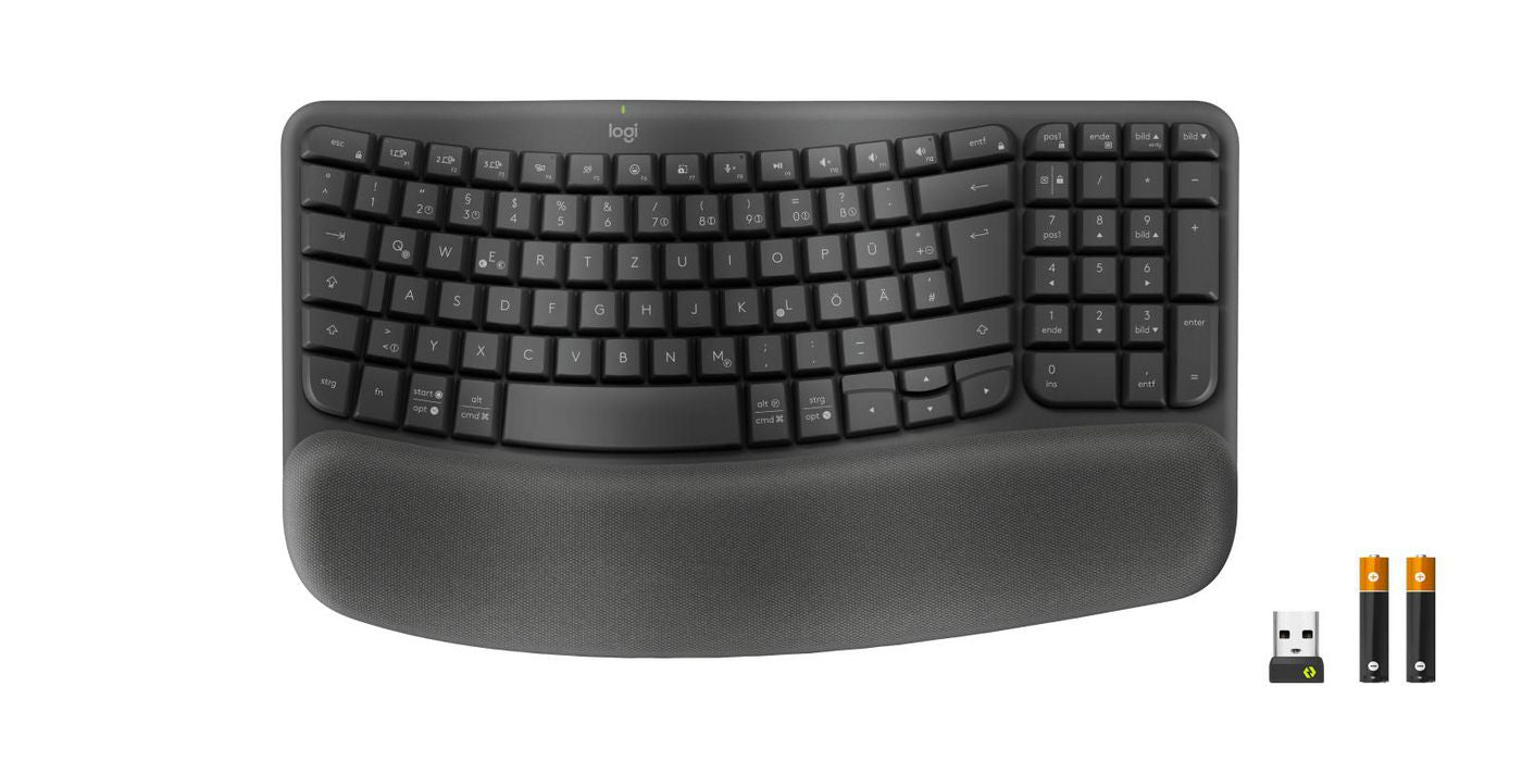 Logitech Wave Keys für Business – Tastatur, kabellos (Bluetooth/2,4 GHz), DE-Layout (DE), Graphit