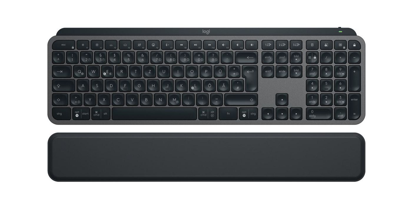 Logitech MX Keys S – Tastatur, kabellos (Bluetooth), DE-Layout (DE), mit Handballenauflage, Grau