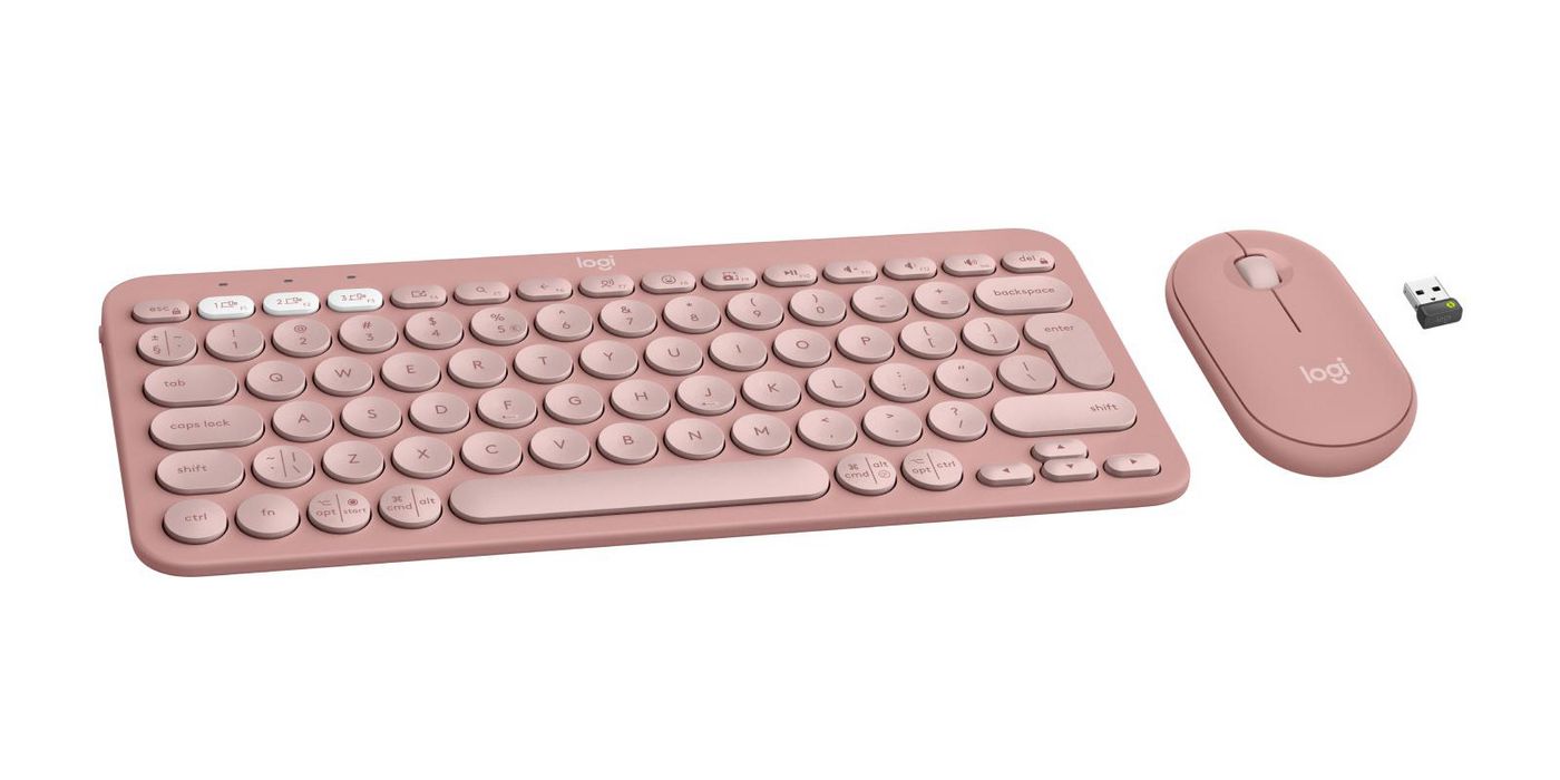 Logitech Pebble 2 Combo – Tastatur- und Maus-Set – QWERTY (US Int.) – RF + Bluetooth, Mini, Scherenschalter, Pink