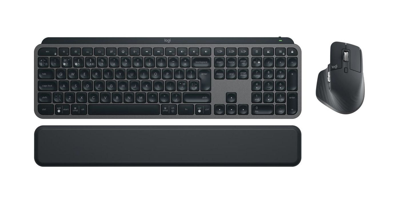 Logitech MX Keys S Combo – Tastatur, kabellos (Bluetooth), UK-Layout (EN), Grau