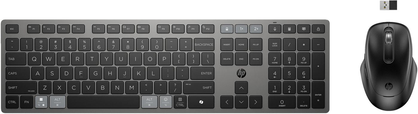 HP 725 Multi-Device – Tastatur-Maus-Set – Schere – Bluetooth & 2,4 GHz (USB-A) – Schwarz