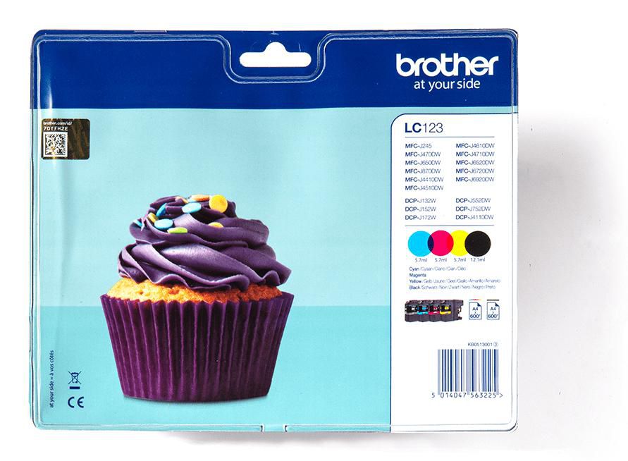 Brother Tintenpatronen-Multipack LC123, CMYK, 4er-Pack, Original – für MFC-J4710DW