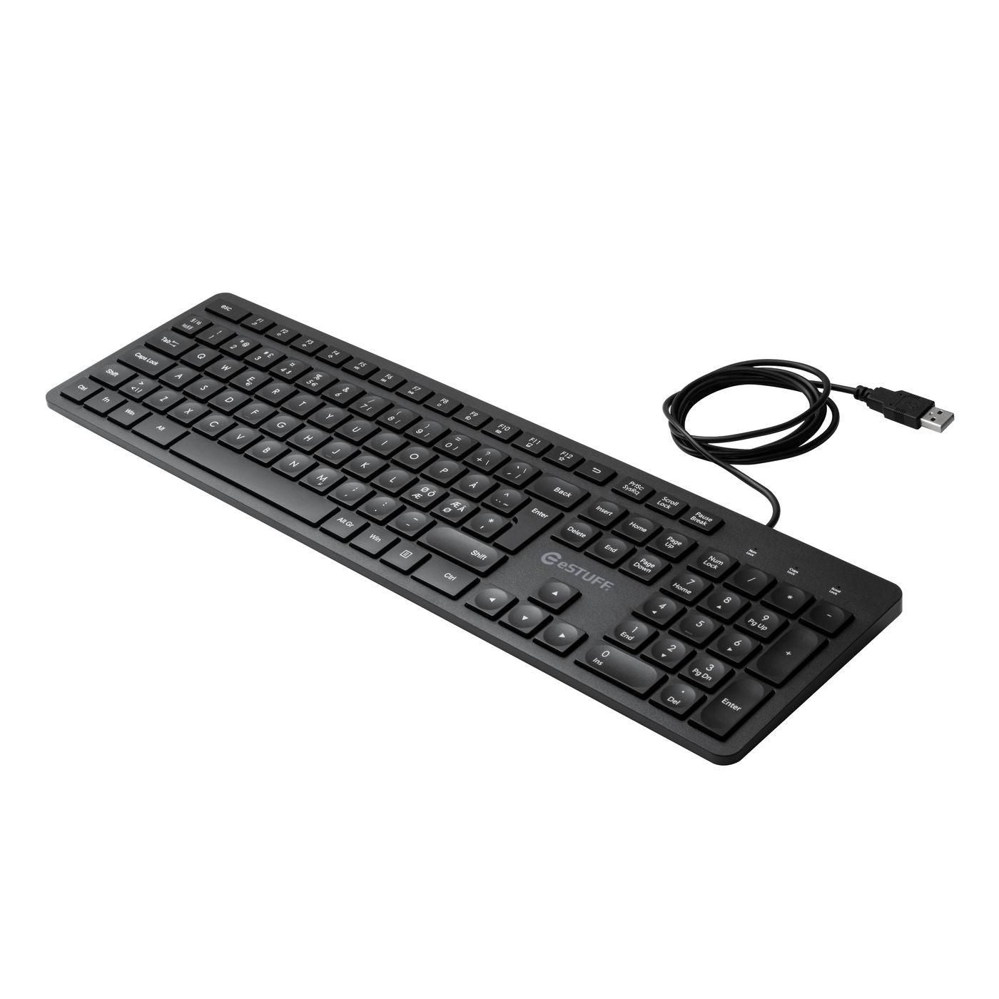 eSTUFF G220 – Tastatur – Membran – kabelgebunden – USB-A – QWERTY (Nordisch) – Schwarz