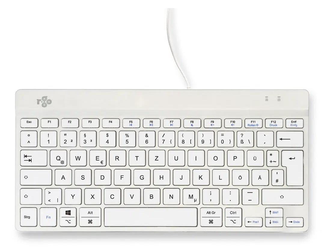 R-Go Tools R-Go Compact Break – Ergonomische Tastatur, Mini, Kabelgebunden, QWERTZ, Weiss