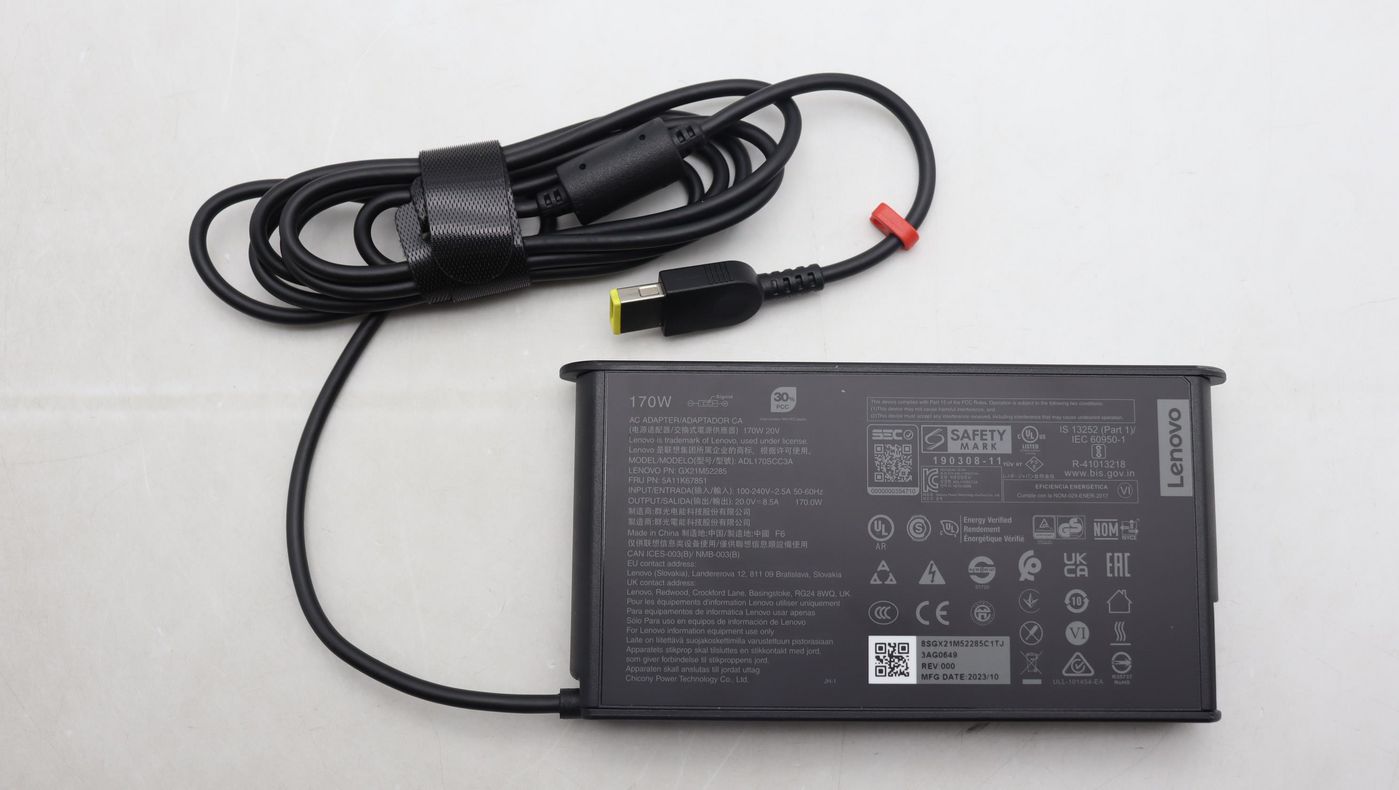 Lenovo Slim AC-Adapter Netzteil 170 W – 20 V, 8,5 A – für Lenovo-Laptops, schwarz