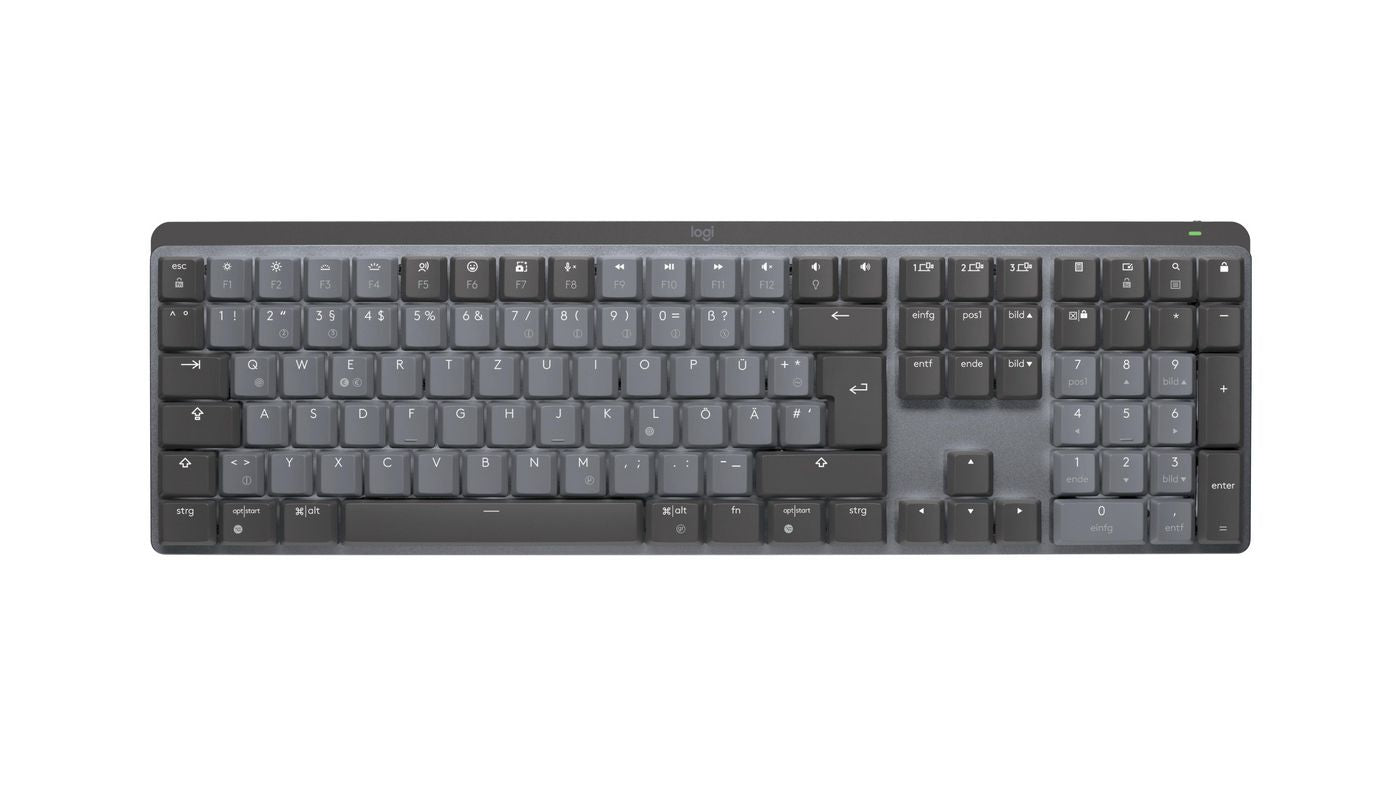 Logitech MX Mechanical – Tastatur, kabellos (Bluetooth), DE-Layout (DE), mechanisch, beleuchtet, Grau