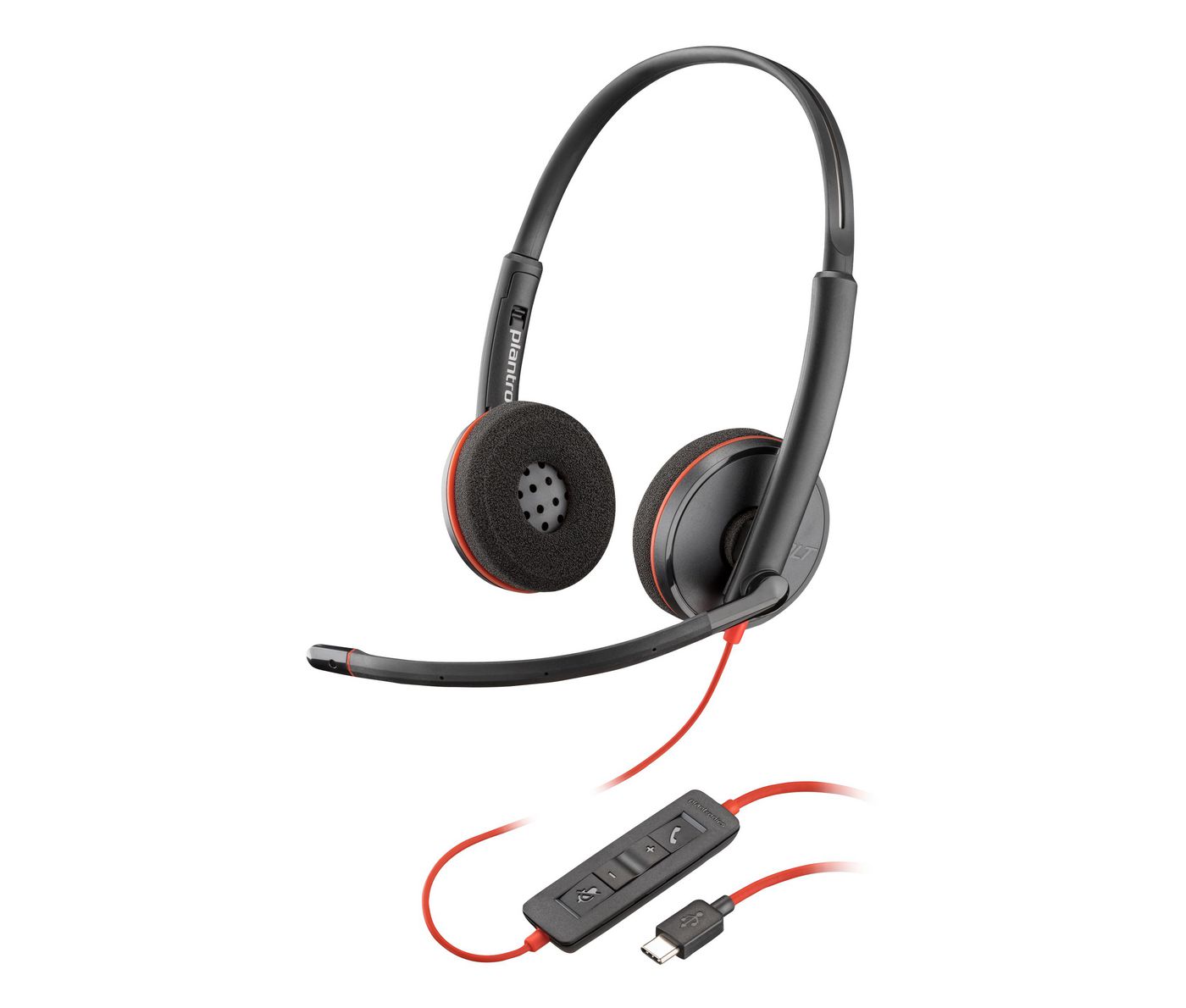 Poly Blackwire C3220 Office-Headset – On-Ear, Stereo, Kabelgebunden (USB-C), mit Tragetasche, Schwarz