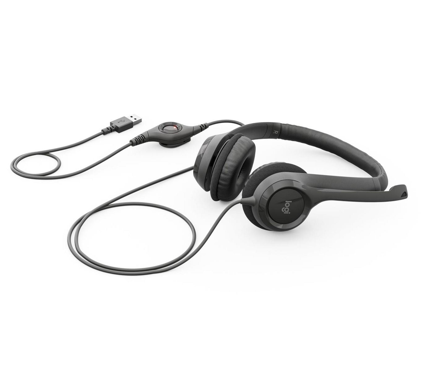 Logitech H390 Office-Headset – On-Ear, Stereo, Kabel, USB-A, Schwarz