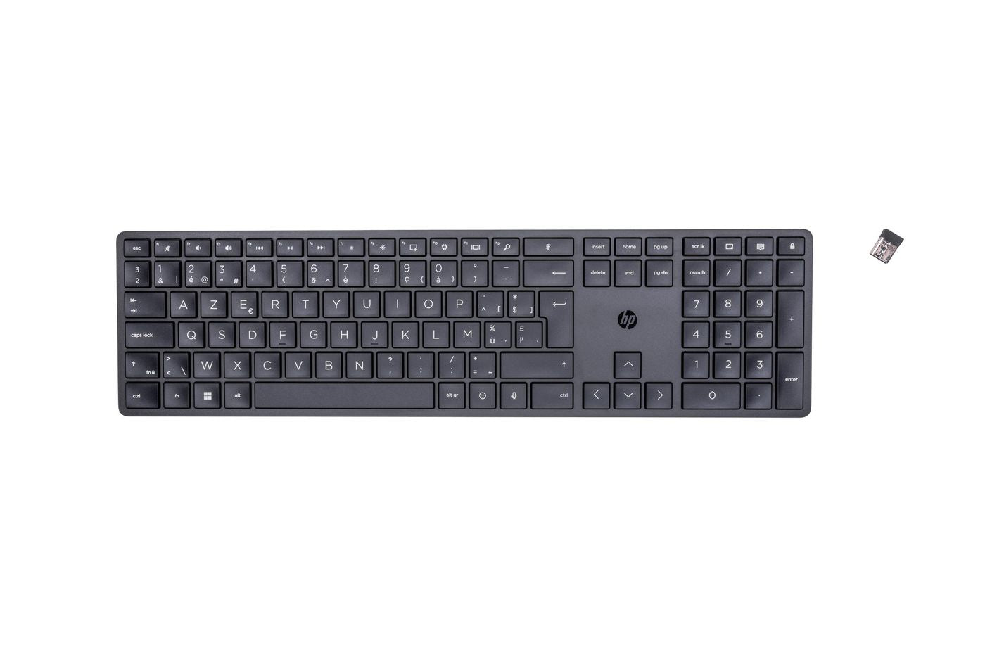 HP 450 – Tastatur – kabelgebunden & 2,4 GHz USB-A (Empfänger) – AZERTY (BE) – programmierbare Tasten – schwarz