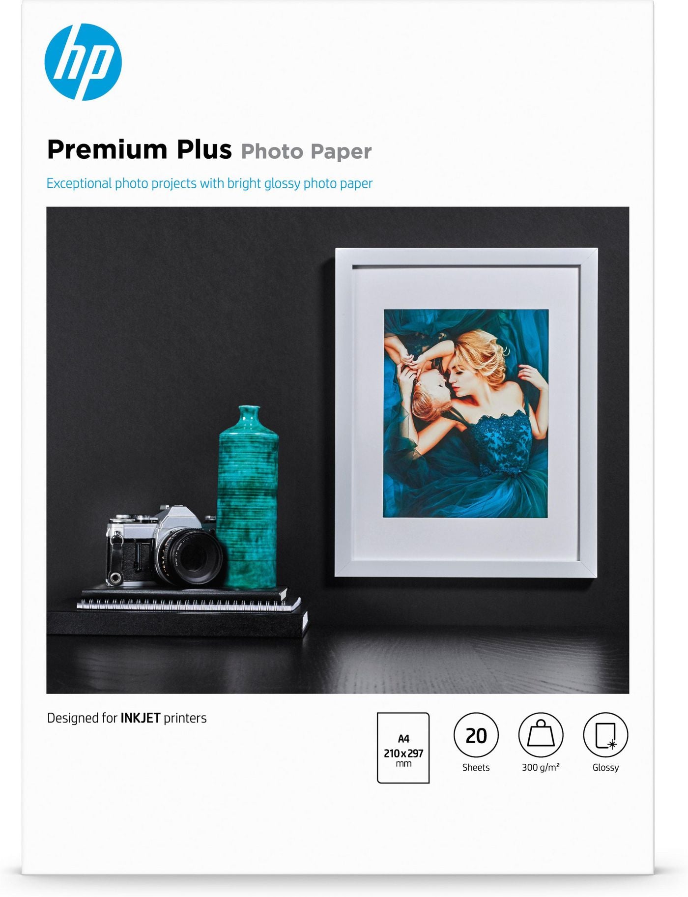 HP Fotopapier – hochglänzend, A4, 300 g/m², 20 Blatt – für Inkjet-Drucker