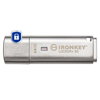 Kingston Technology Kingston IronKey Locker+ 50 USB-Stick – 64 GB, USB 3.2, 256-Bit AES-Verschlüsselung