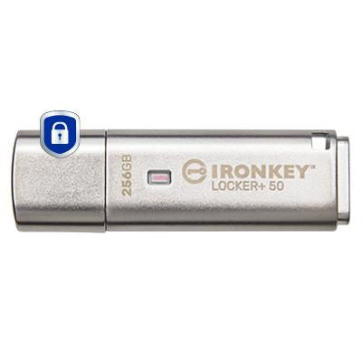 Kingston Technology Kingston IronKey Locker+50 USB-Stick – 256 GB, USB 3.2, 256-Bit AES-Verschlüsselung