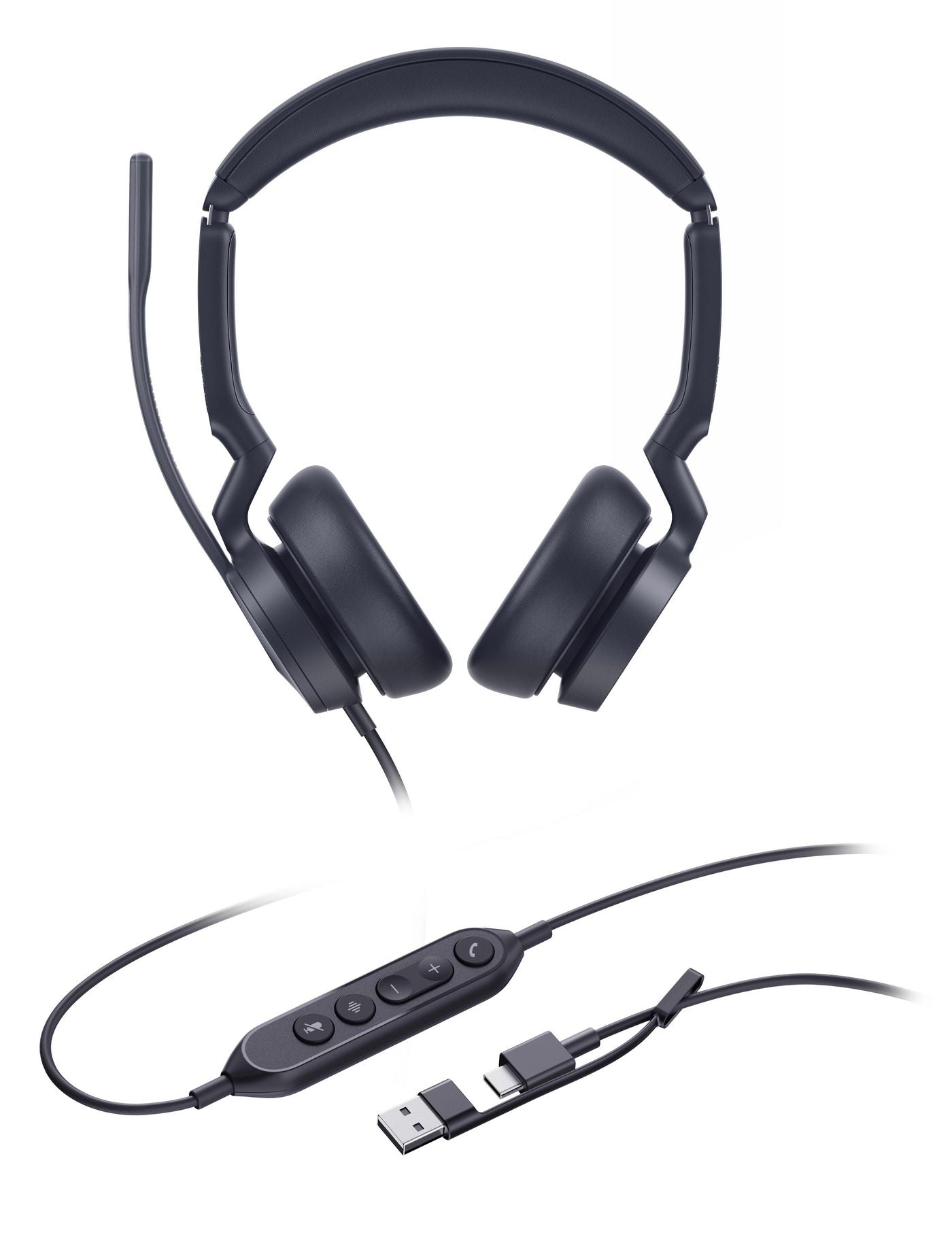 Yealink UH46 Dual UC Office-Headset – On-Ear, Stereo, Kabel (USB-C/USB-A), Schwarz