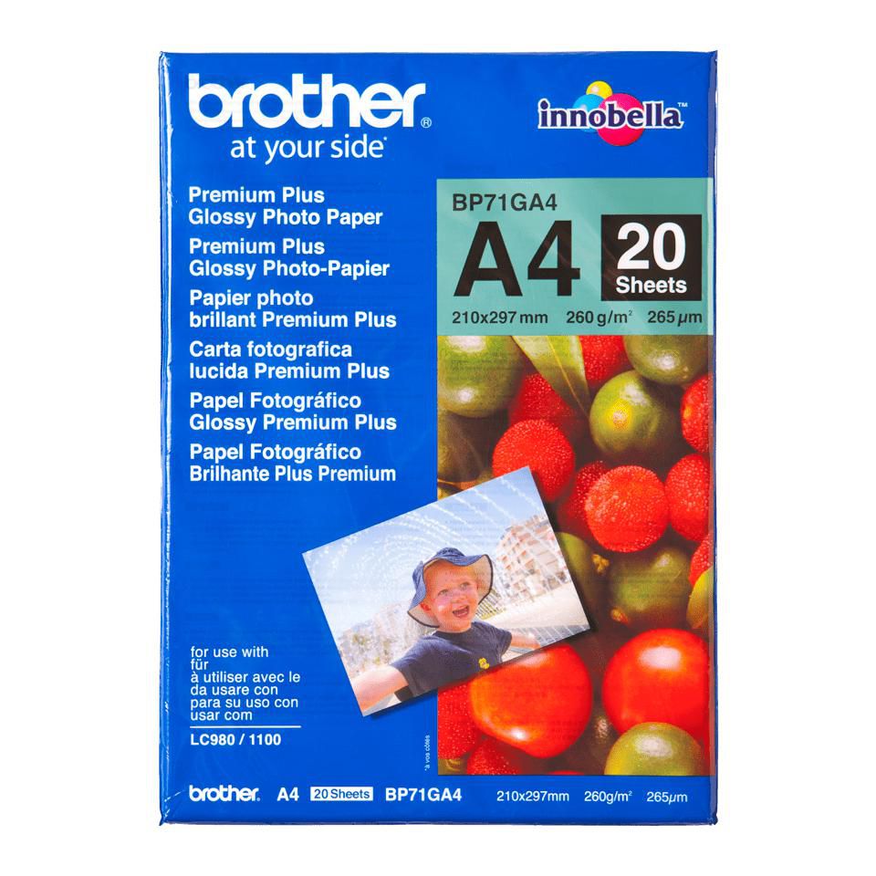 Brother Fotopapier – glänzend, A4, 260 g/m², 20 Blätter – für Tintenstrahldrucker