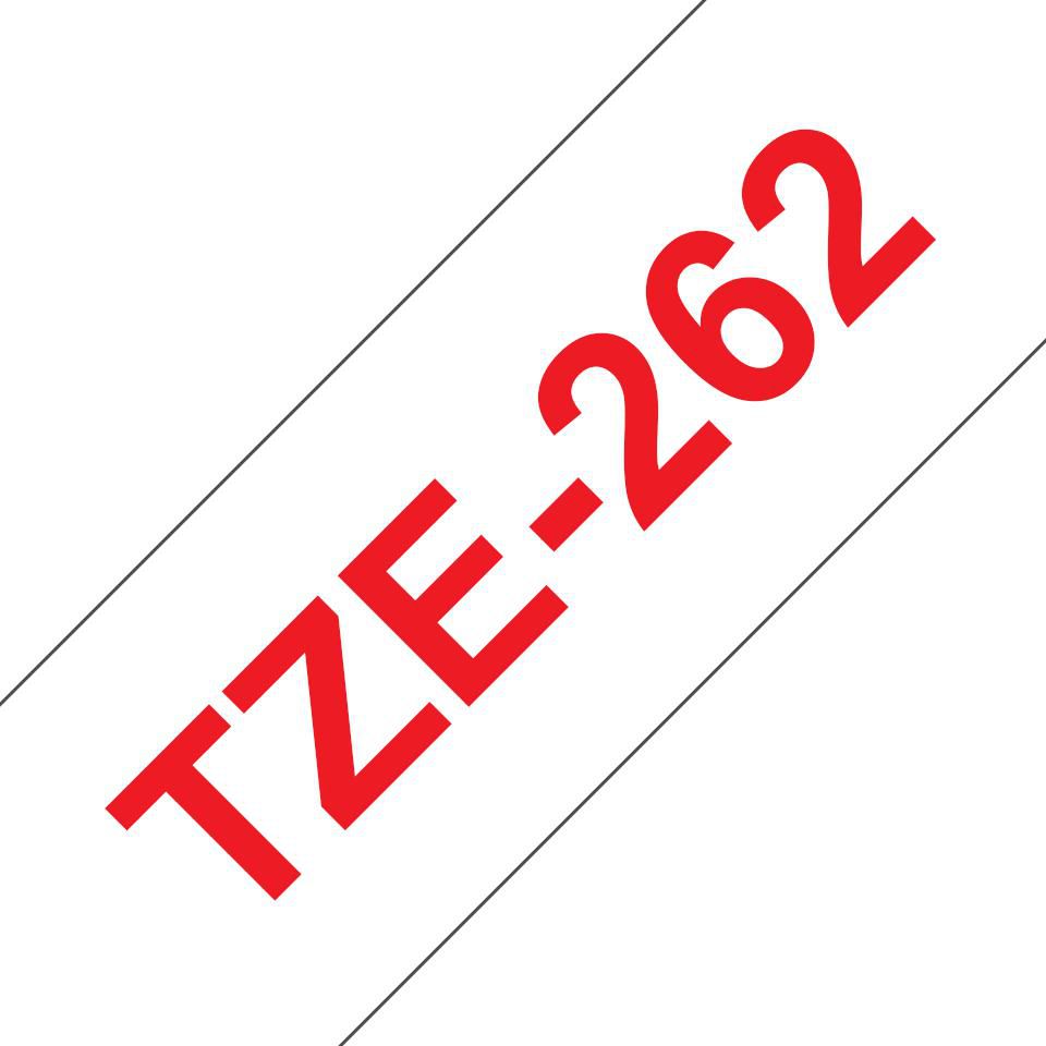 Brother TZe-262 Schriftband – Rot auf Weiss – 40 mm × 8 m, laminiert – für PT-9600, PT-9700PC, PT-9800PCN