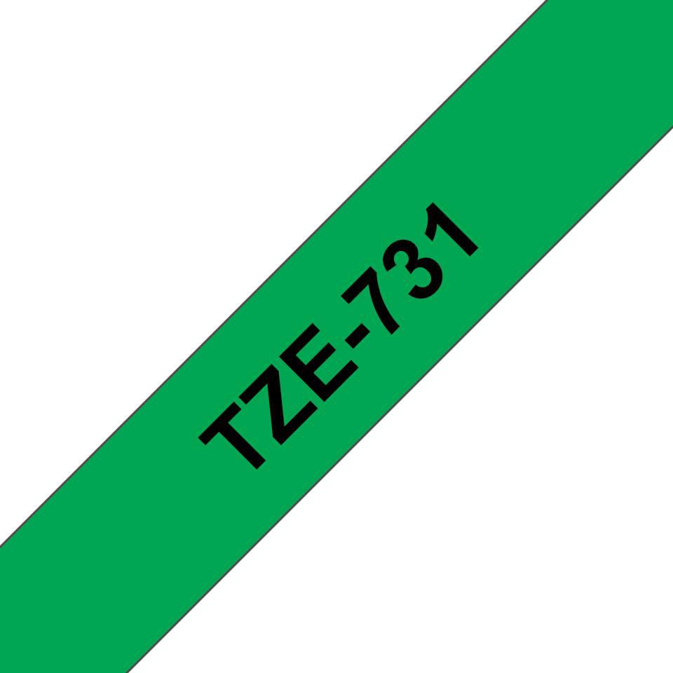 Brother Schriftband – 12 mm × 8 m, grün, schwarz, laminiert