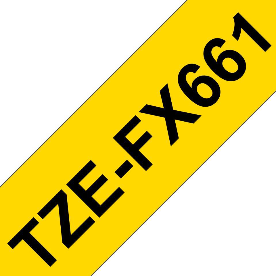 Brother TZe-FX661 Flexibles Schriftband – Schwarz auf Gelb – 40 mm × 8 m – für Brother P-touch