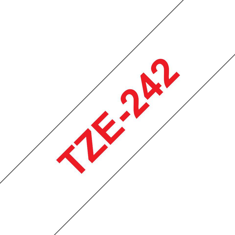 Brother Schriftband – 18 mm × 8 m, weiss, rot, laminiert