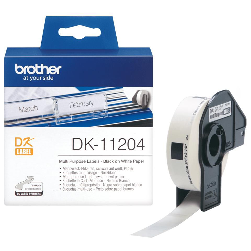 Brother Etiketten, 17 mm × 54 mm, weiss, Papier, permanent, 400 Etiketten