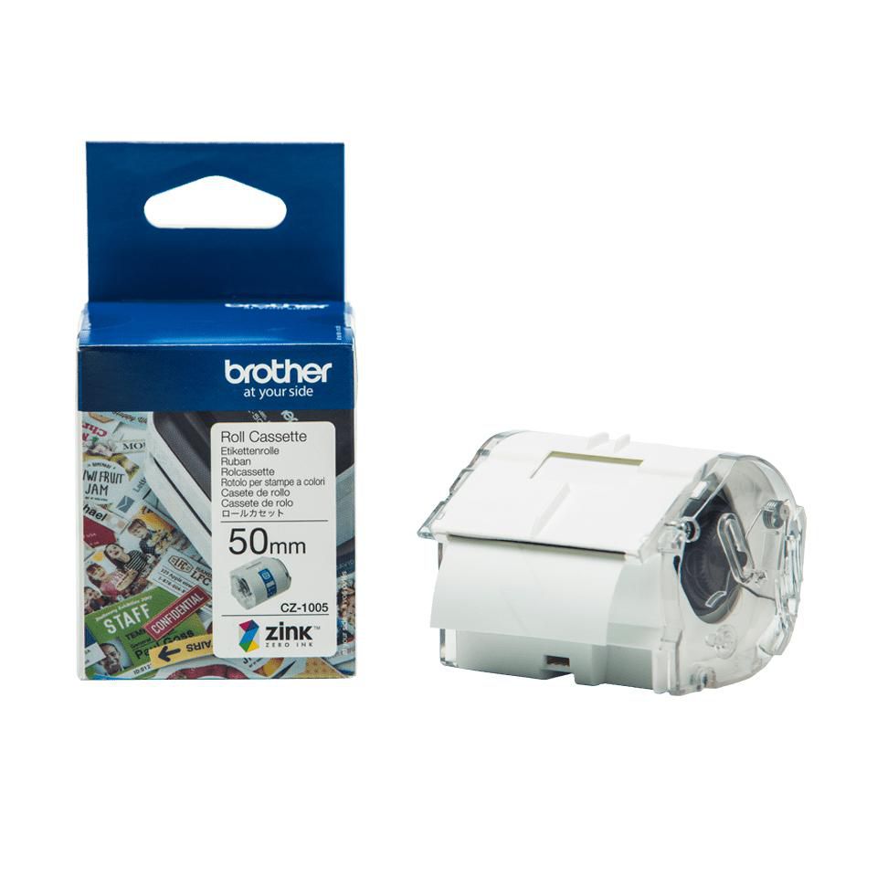 Brother CZ-1005 – Endlos-Etiketten 50 × 5 m – Thermotransfer – für VC-500W – wischfest, wasserfest