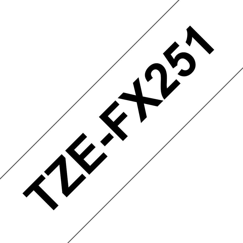 Brother TZe-FX251 Flexibles Schriftband – Schwarz auf Weiss – 30 mm × 8 m, laminiert – für Brother P-touch