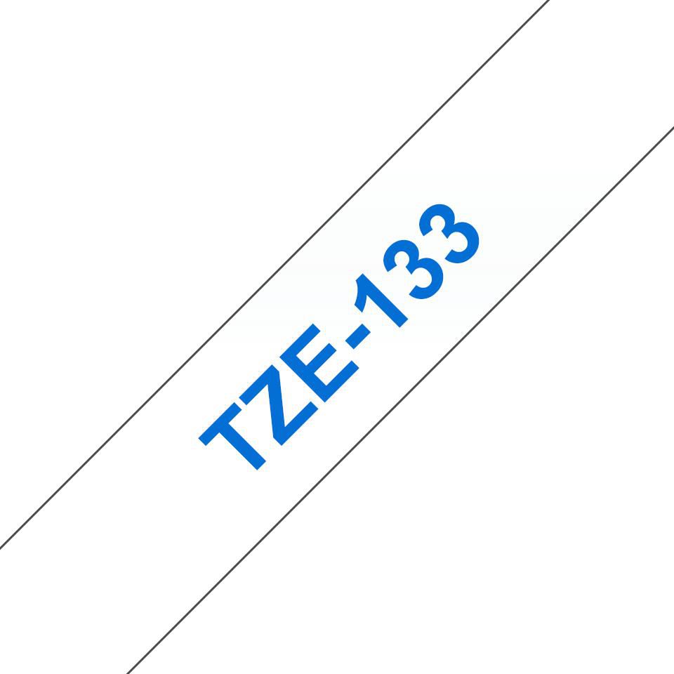 Brother Schriftband – 12 mm × 8 m, transparent, blau, TZe