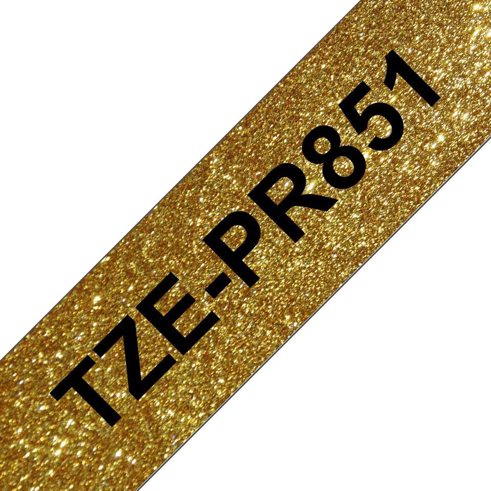 Brother TZe-PR851 Schriftband – Schwarz auf Gold – 24 mm × 8 m, laminiert – für Brother PT-P710BT