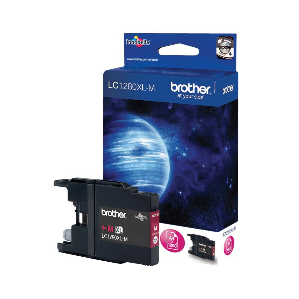 Brother LC1280XLM Magenta Tintenpatrone (Original) – 1'200 Seiten – für MFC-J5910DW/6510DW/6710DW …