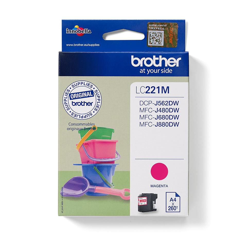 Brother LC-221M Magenta Tintenpatrone (Original) – 260 Seiten – für DCP-J562DW/MFC-J480DW/MFC-J680DW …